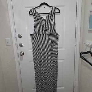 Calvin Klein Monochrome Striped Maxi Dress